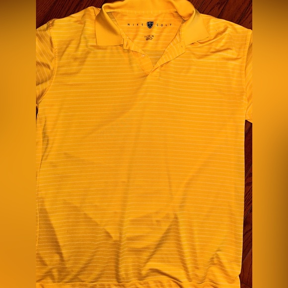 NIKE 💛 Golf Dri Fit Men’s Yellow Stripe Polo Sz XL - Picture 3 of 6
